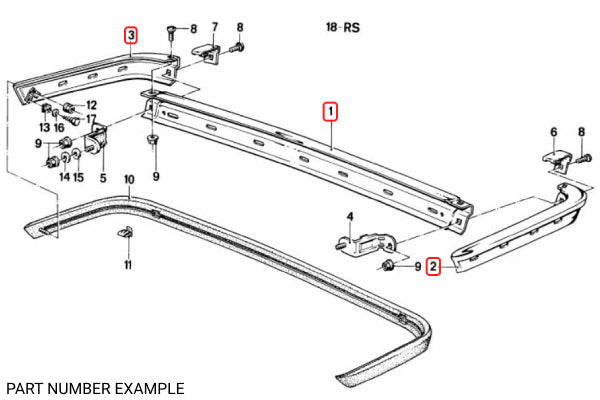 BMW E28 Euro Chrome Rear Bumper Set - 51121934665 / 51121867607 / 51121867608