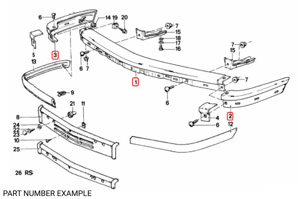 BMW E28 Euro Chrome Front Bumper Set - 51111868091 / 51111868093 / 51111868094