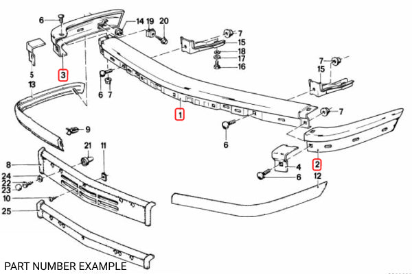 BMW E28 Euro Primed Rear Bumper Set - 51111961861 / 51111961867 / 51111961868