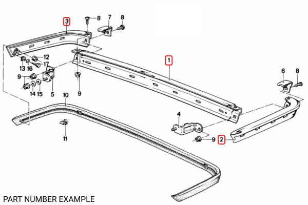 BMW E28 Euro Primed Rear Bumper Set - 51121961876 / 51121961913 / 51121961914