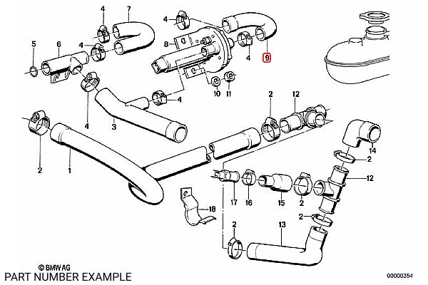 Genuine BMW Coolant Hose Elbow D=15mm for E23 E24 E28 – 11631272626