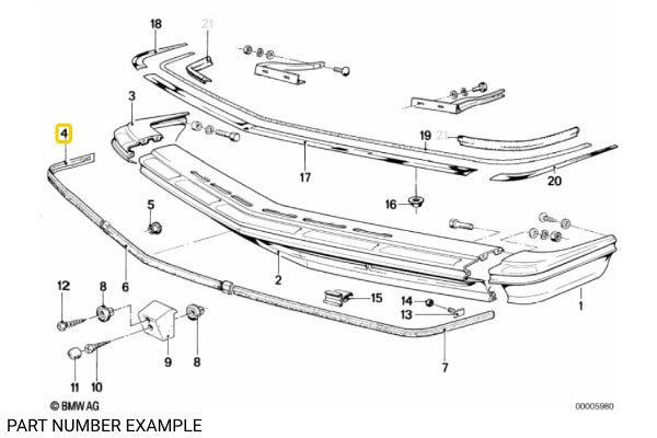 Genuine BMW Front Right Rubber Seal for E24 - 51111839276