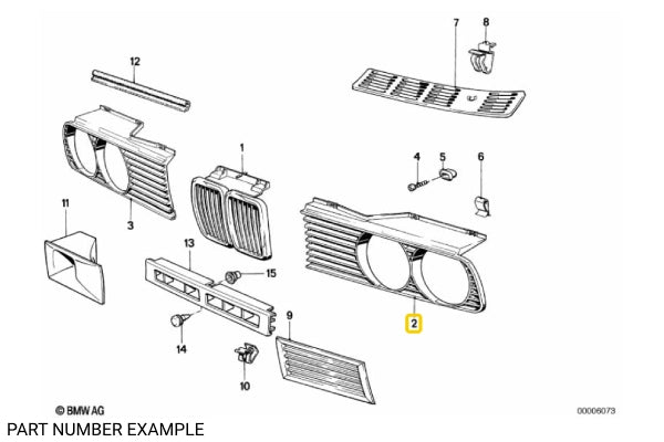 Genuine BMW Headlight Grille RHS for E30 -  51131876092