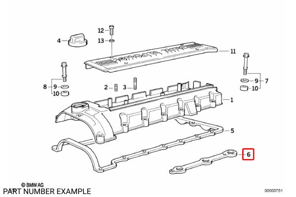 Genuine BMW Inner Rocker Cover Gasket for S50 - 11121317386