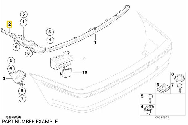 Genuine BMW Rear Bumper Mounting Guide Bracket LHS for E46 - 51127030613