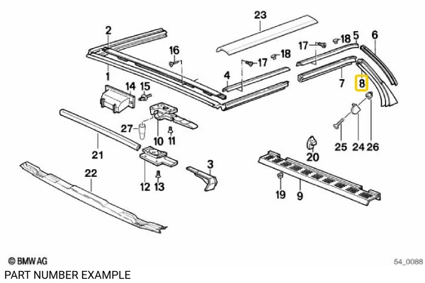 Right Rear Window Guide for Convertible - 51361923918