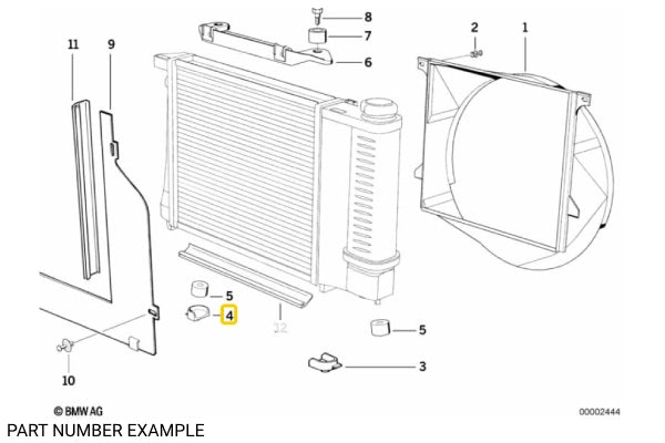 Genuine BMW Lower Radiator Bracket (10mm) - 17111178449