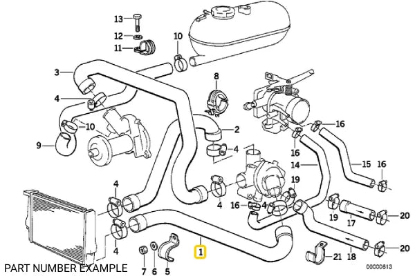 Genuine BMW Lower Radiator Coolant Hose for E30 - 11531279895 ...
