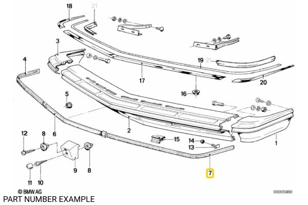 Genuine BMW M-Technic Front Bumper Trim Left for E24 - 51111866407