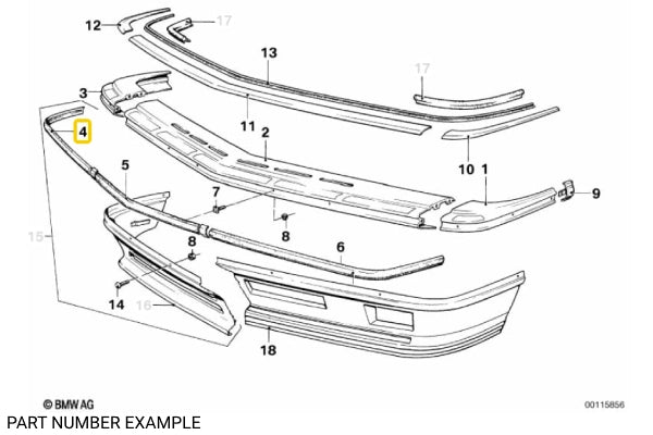 Genuine BMW M-Technic Front Bumper Trim Right for E24 - 51111866408