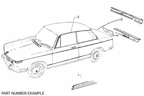 BMW 1502–2002 Rain Gutter Trim Set - 51135450112