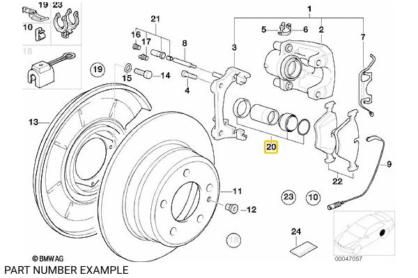 Rear Brake Caliper Rebuild Seal Kit for E23 E24 E28 E30 – 34211153194