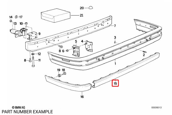 Genuine BMW E30 Rear Bumper Impact Strip - Centre - 51121945926