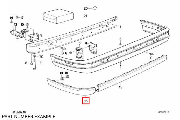 Genuine BMW E30 Rear Bumper Impact Strip - Right - 51121945928