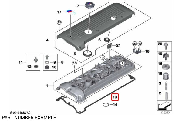 Genuine BMW Valve Cover Gasket for S54 - 11127832034