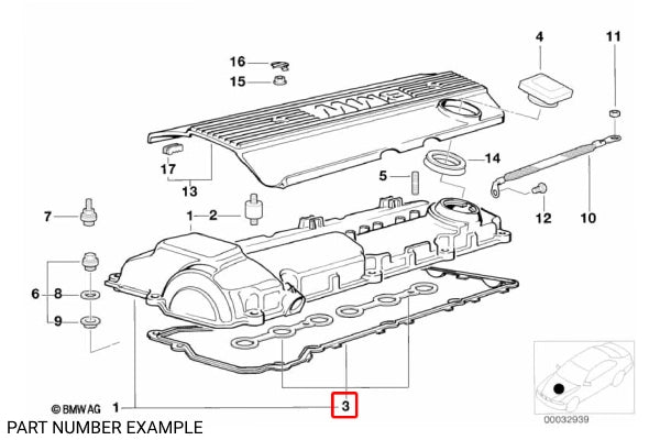 Genuine BMW Rocker Cover Gasket Set for M52 S52 - 11120034108