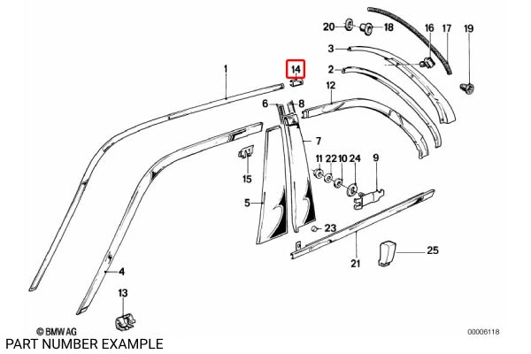 Genuine BMW Roof Moulding Joint Right Schwarz for E30 - 51131953068