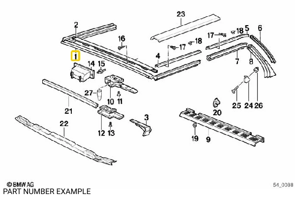 Rubber Seal for Convertible Top - 54318100908