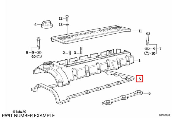 Genuine BMW Rocker Cover Gasket Set for S50 - 11121404358