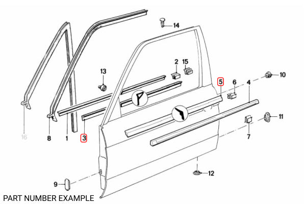 BMW E30 Sedan Early Window Weather Strip Set
