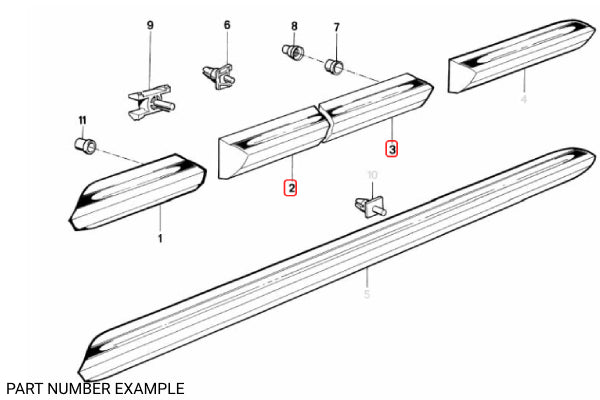 BMW E30 Sedan Early Lower Moulding Set – Chrome Insert
