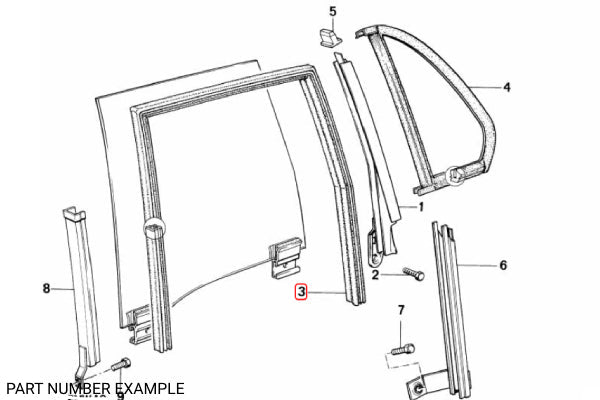 BMW E30 Sedan/Touring Rear One-Piece Window Guide – LHS - 51341906807