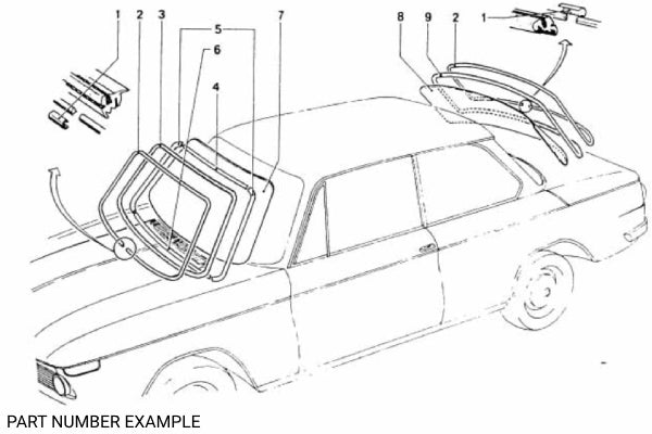BMW 2002 Turbo Windshield Seal with Black Insert & Joiner Set - 51311834550 / 51311834702