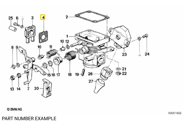 Genuine BMW Throttle Body Housing Gasket for M10 M20 - 13541285471