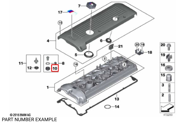 Genuine BMW Valve Cover Rubber Seal for S54 - 11127830972