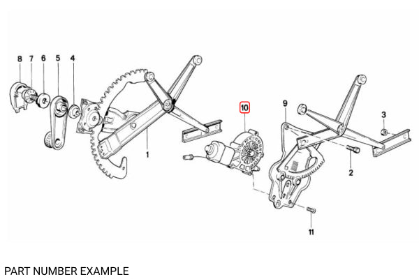 BMW E30 Left Electric Window Regulator Motor (From 04/1988) - 51331380853