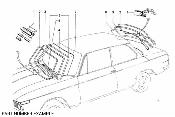 BMW 1502–2002 Windshield Seal with Chrome Insert & Joiner - 51311803265 / 51317440106