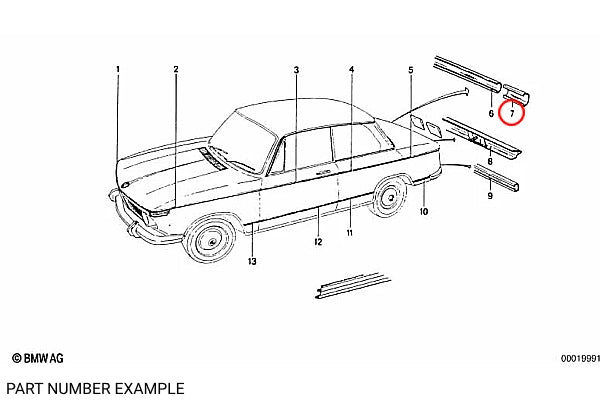 BMW 2002 Chrome Joiner for Belt Trim - 51315480122