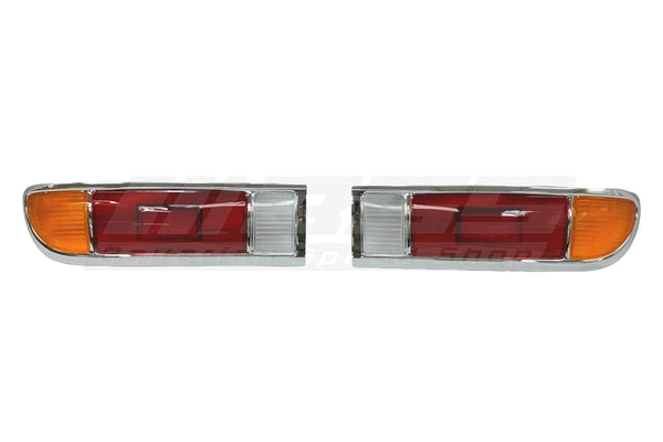 BMW E9 Taillight Lens Set with Chrome Frames & Gaskets - 63211353159 / 63211353160