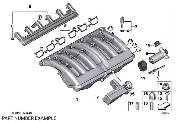 BMW Intake Manifold Gasket Set for M52 M54 – 11611436631