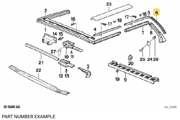 Convertible Top Rail - Rear Right - 51321922784