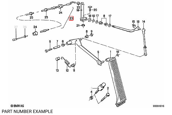 Genuine BMW Accelerator Bowden Cable for E28 RHD – 35411154324