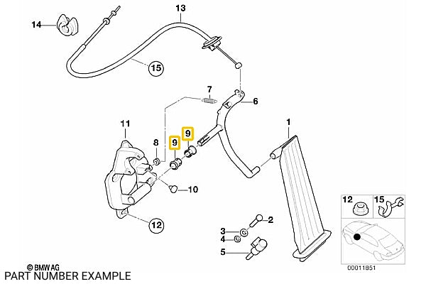 Genuine BMW Accelerator Pedal Bushing for E46 - 35411163898