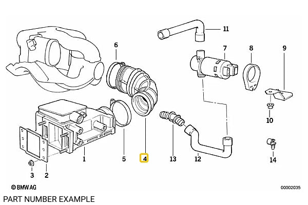 Genuine BMW Air Intake Boot for E36 318i/is - 13711247829