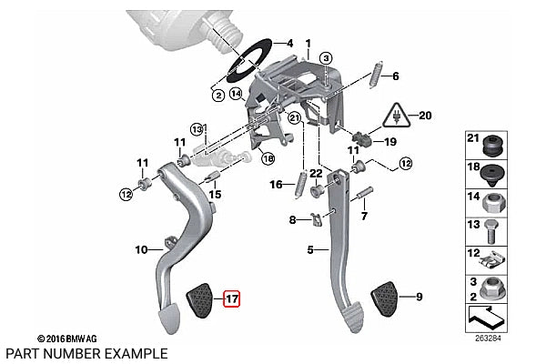 Genuine BMW Clutch Pedal Rubber Cover for RHD - 35311160659