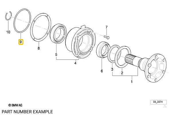 Genuine BMW Differential Axle Side Cover Seal - 33113604119
