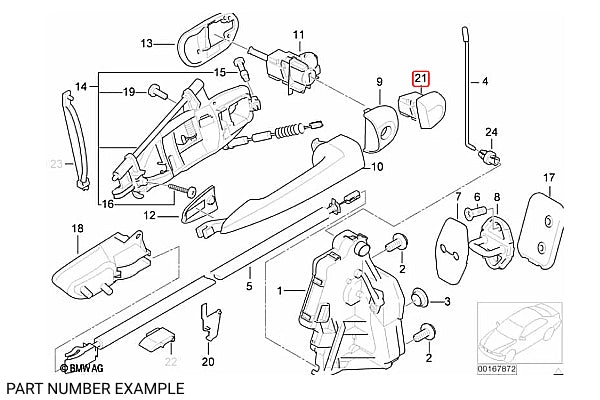 Genuine BMW Euro LHS Key Lock Cover for E46 - 51217002277