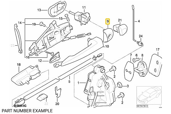 Genuine BMW Euro RHS Door Lock Cylinder Cover for E46 - 51217002282