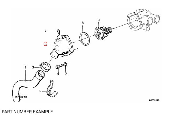 Genuine BMW Thermostat Housing Cover for M30 - 11531268650