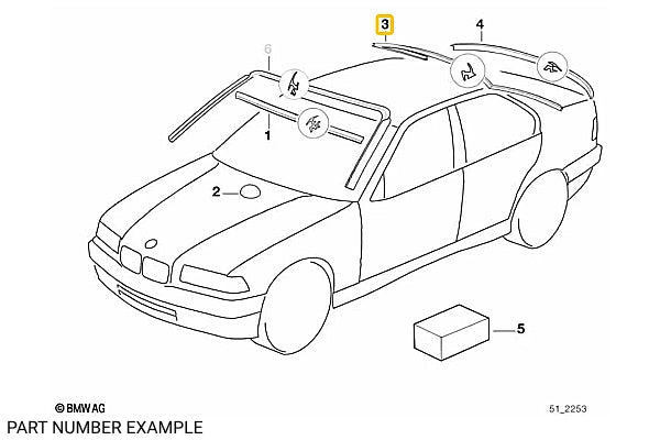 Genuine BMW Upper Windshield Moulding Trim Seal for E36 – 51311977277