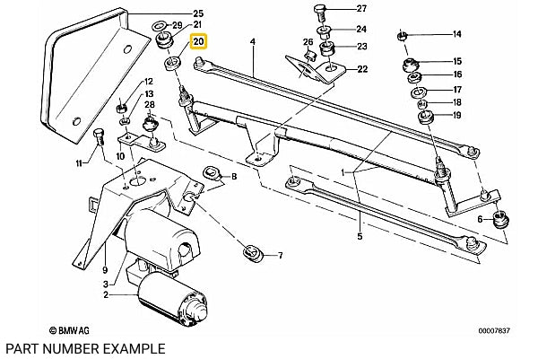 Genuine BMW Wiper Spacer for E30 - 61611370005