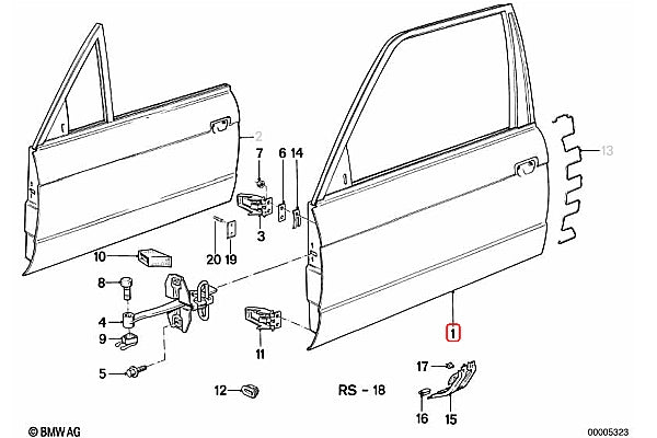 BMW E30 M3 Door Skin Set - 41511965019 / 41511965020