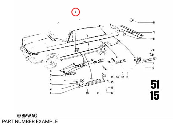 BMW 2002 Plastic Clip for Lower Side Trim - 51131816019