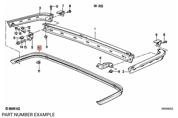 BMW E28 Early Euro Rear Bumper Guard - 51121867615