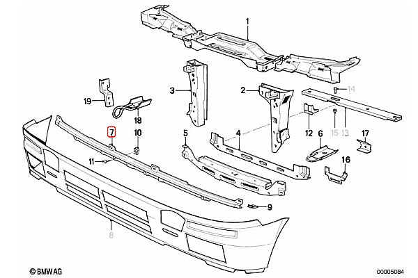 BMW E30 M3 Front Bumper Carrier - 41331945719