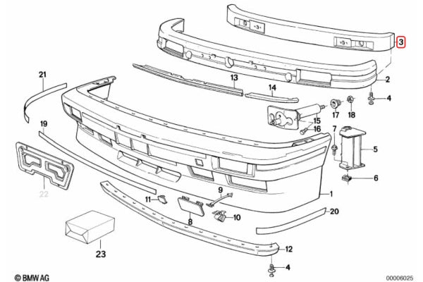 BMW E30 M3 Front Bumper Carrier - 51111940370